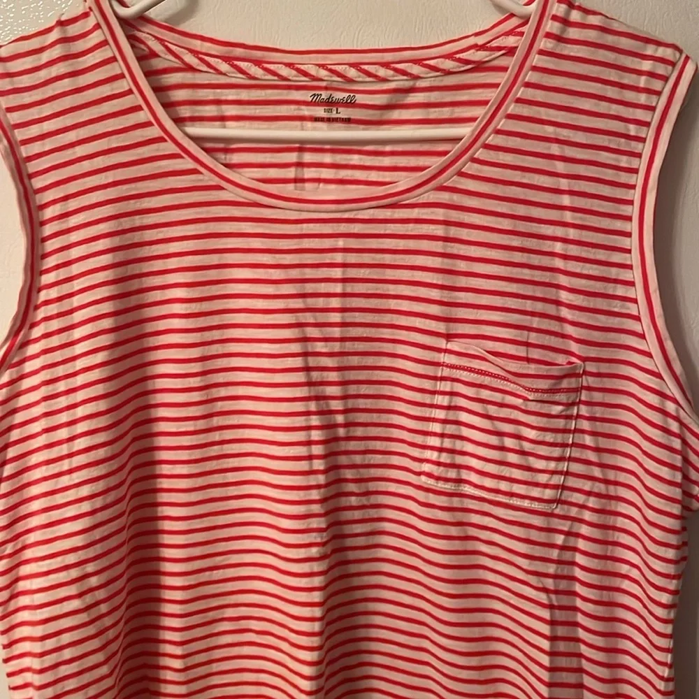 Madewell Red Large NWOT Striped‎ Tank Top 100% Cotton